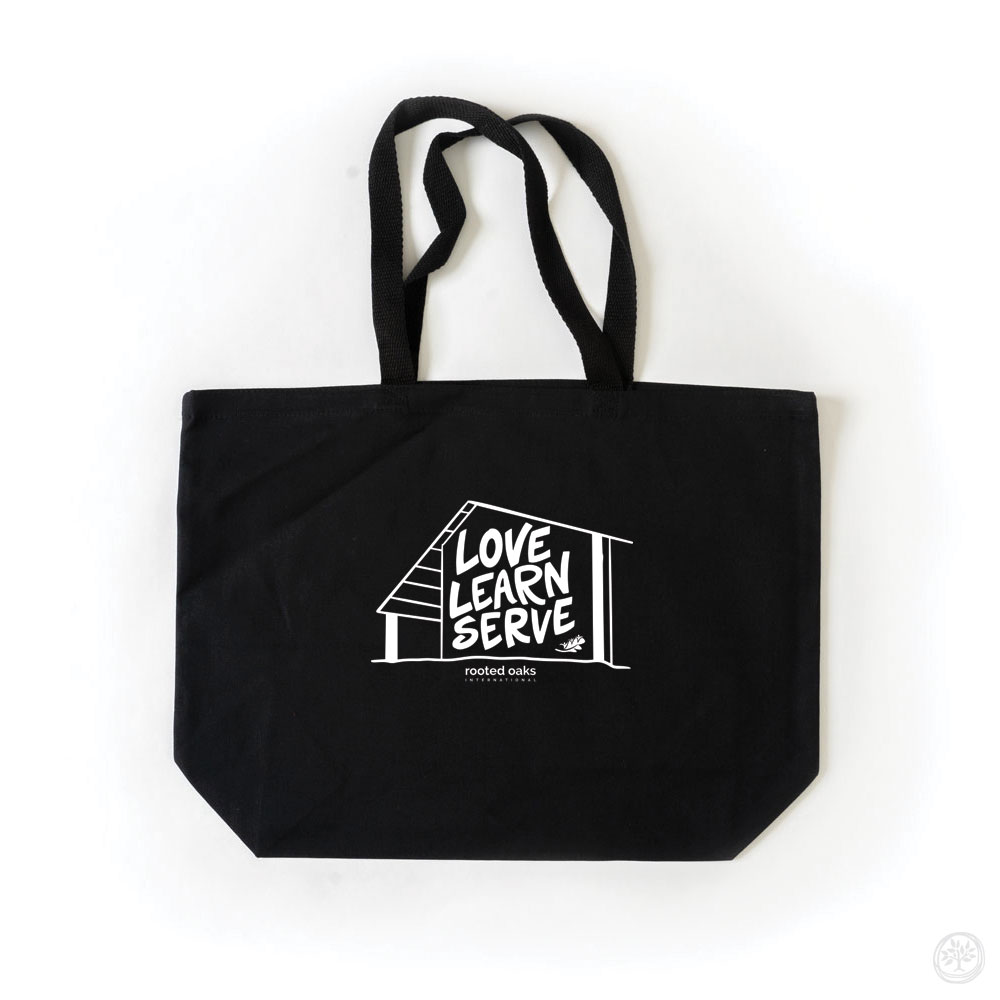 Love, Learn, & Serve with Rooted Oaks Int. Totes