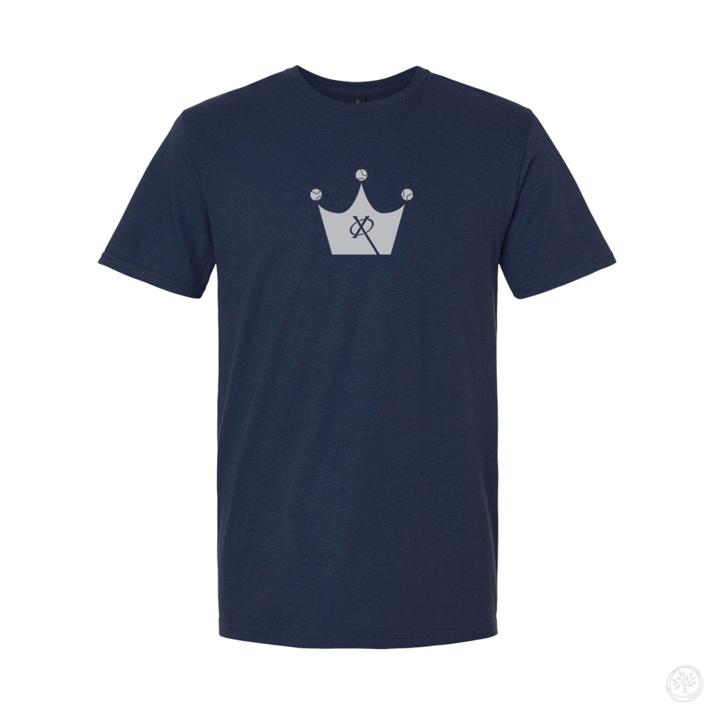 Xavier Tennis 'Forty Love' Tee Heather tan tee with front and back design: crossed tennis racquets and the phrase “Forty Love – Xavier Tennis Club” in elegant script.